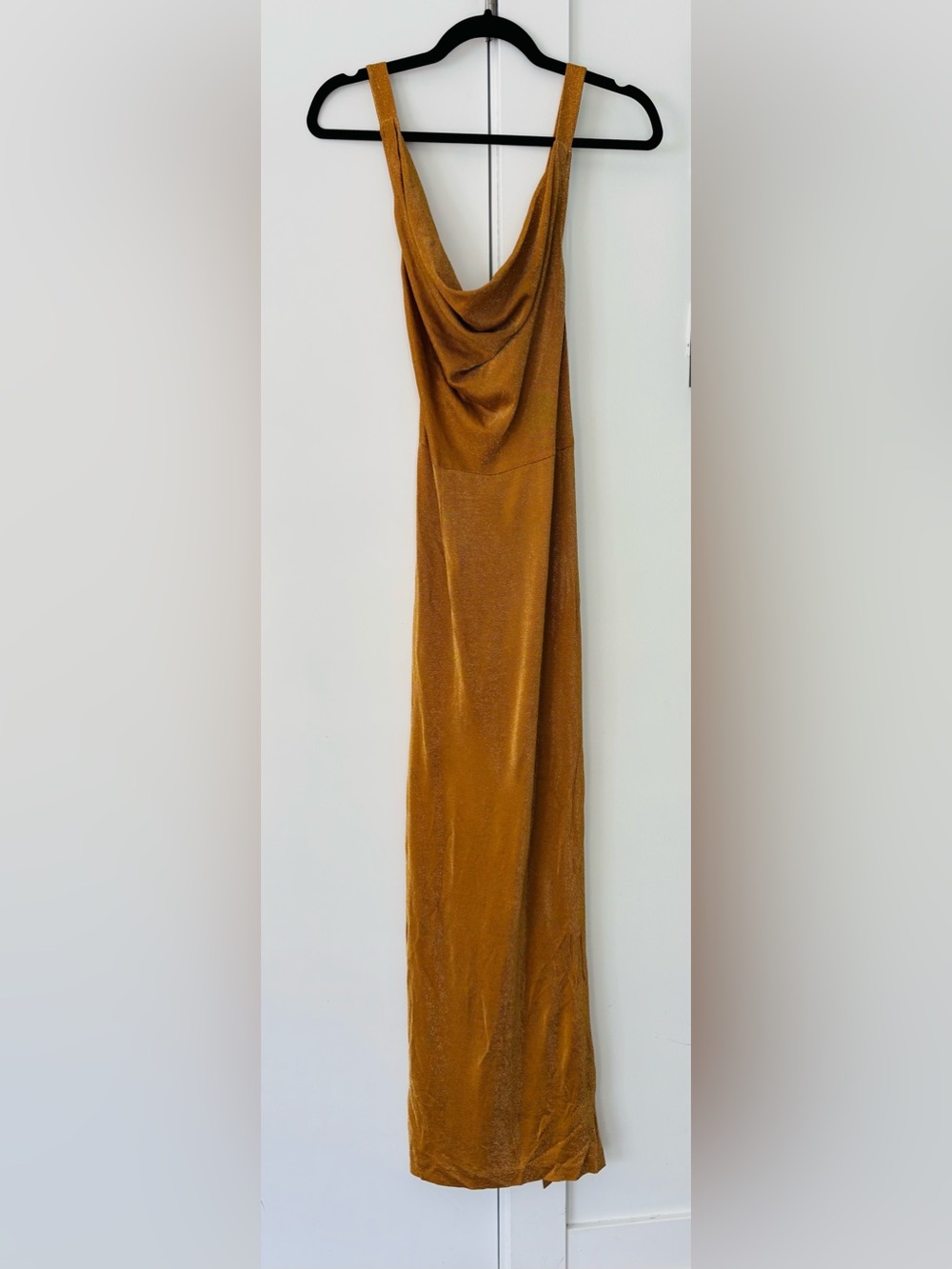 VTG Rimini by Shaw Gold shimmer cowl neck maxi dress size 12